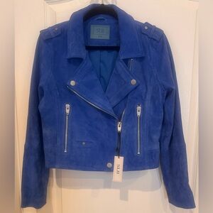 SL8 Suede Moto Biker Jacket Royal Blue M NWT